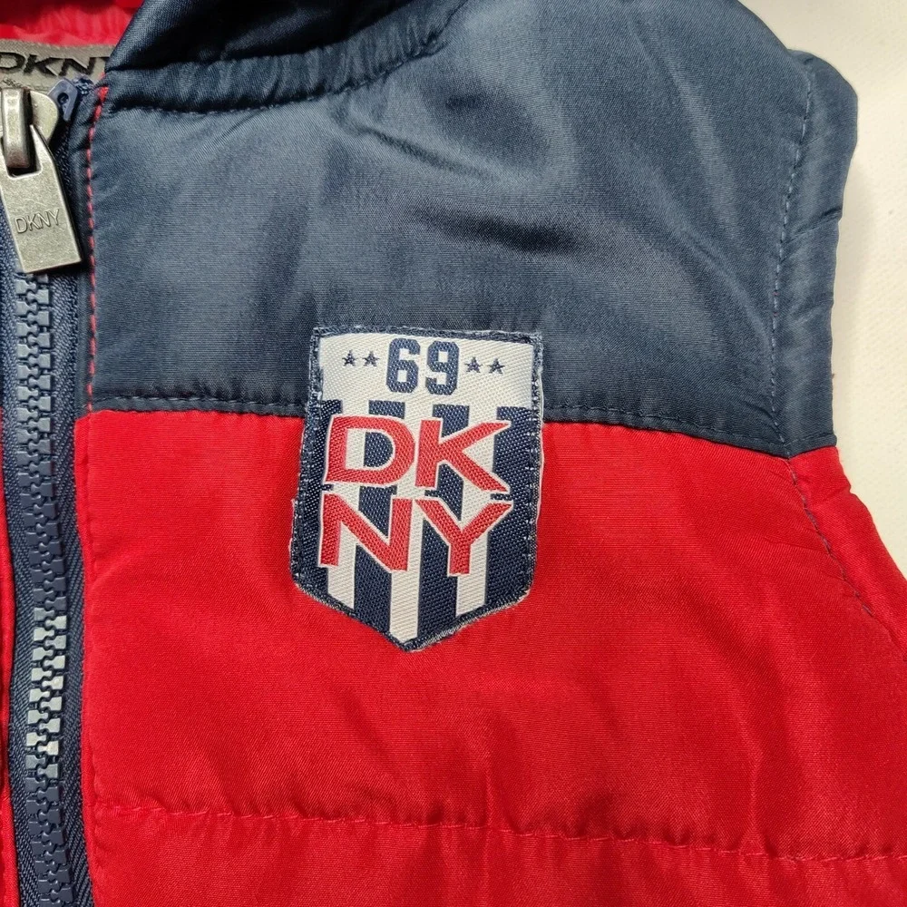 DKNY Baby‎ Toddler 24m Hooded Puffer Vest Red & Blue